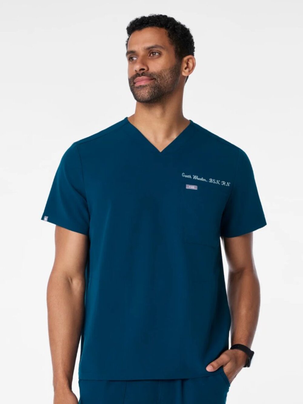 NWT FIGS Men’s Chisec 3 Pocket Scrub Top Deep Reef M